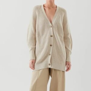 COS Cotton oversized Longline V-Neck Cardigan